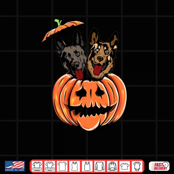 Design German Shepherd In Scary Pumpkin Dog Lovers Halloween Shirt