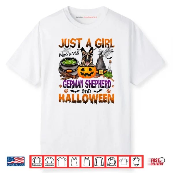 Just A Girl Who Loves German Shepherd And Halloween Shirt