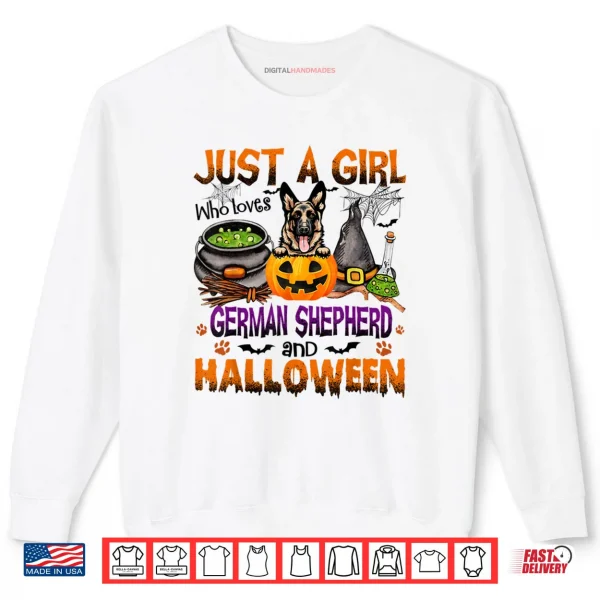 Sweatshirt Just A Girl Who Loves German Shepherd And Halloween Shirt
