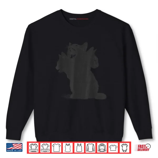 Sweatshirt 3 Headed Cat Vintage Grunge Alt 90s Halloween Goth Horror Shirt
