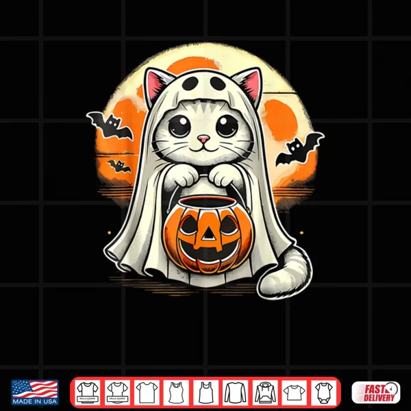 Design Cat Ghost for Animal Lovers Cute Halloween Shirt
