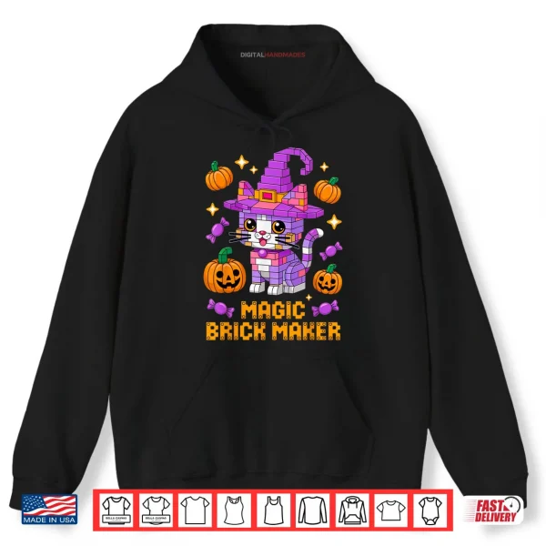 Hoodie Master Builder Halloween Cat Lover Building Bricks Blocks Shirt