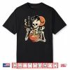 Spooky Skeleton Eating Ramen Bowl with Cat Halloween Shirt