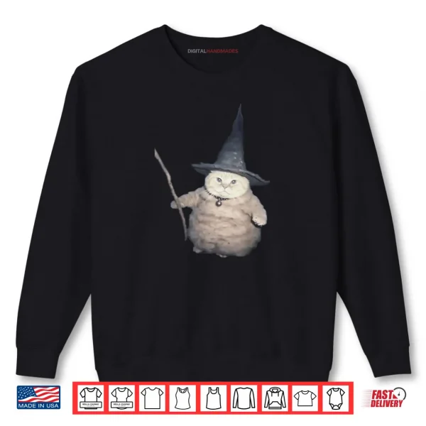 Sweatshirt Cute Funny Wizard Cat Weird Kitten Cat Meme Spooky Halloween Shirt