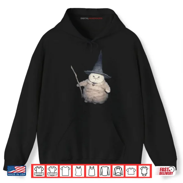 Hoodie Cute Funny Wizard Cat Weird Kitten Cat Meme Spooky Halloween Shirt