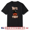 Trick or Treat Black Cat on Pumpkin Halloween Shirt