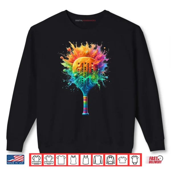 Sweatshirt Pickleball Splash Colors Paddle Shirt