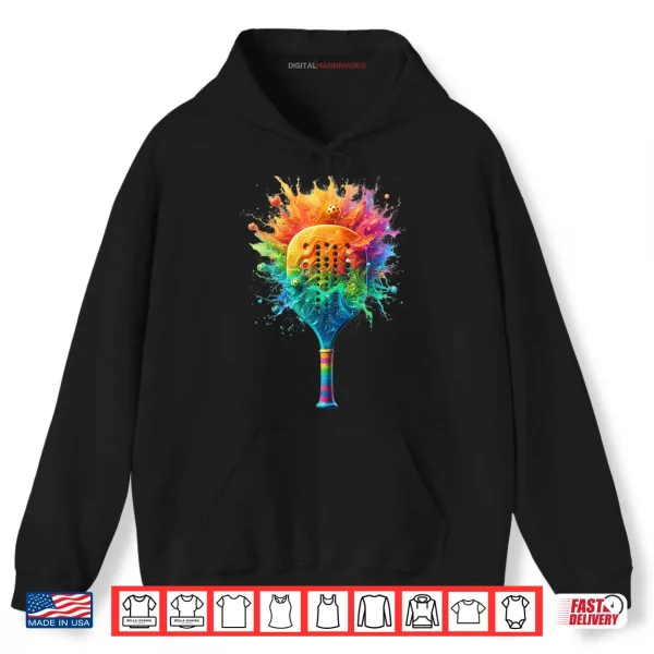 Hoodie Pickleball Splash Colors Paddle Shirt