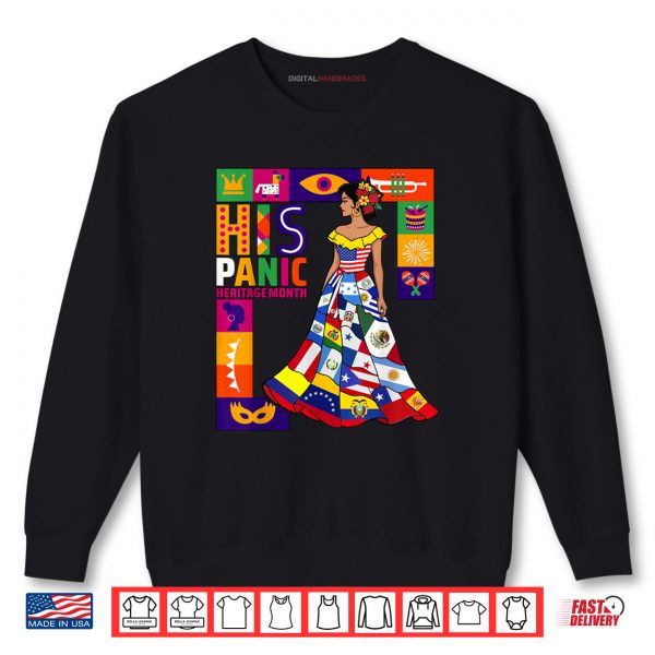 Sweatshirt Women Dress Hispanic Heritage Month All Latin Countries Flag Shirt