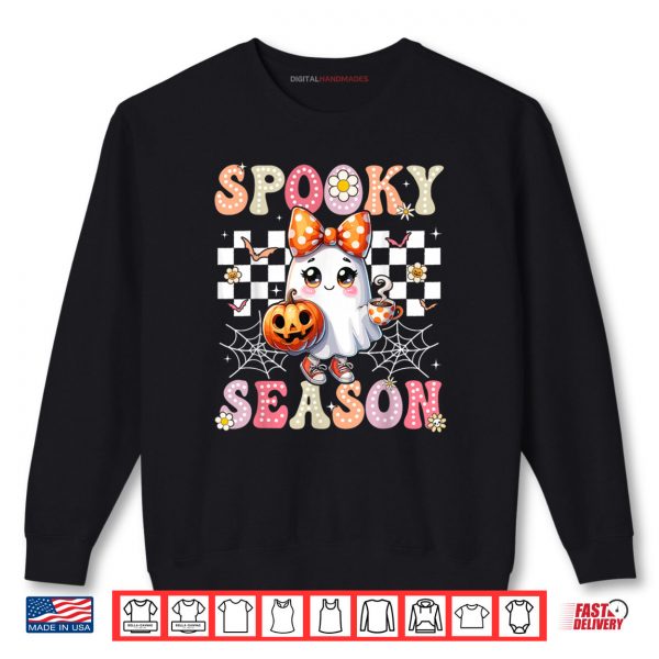 Sweatshirt Spooky Season Retro Happy Halloween Ghost Shirt