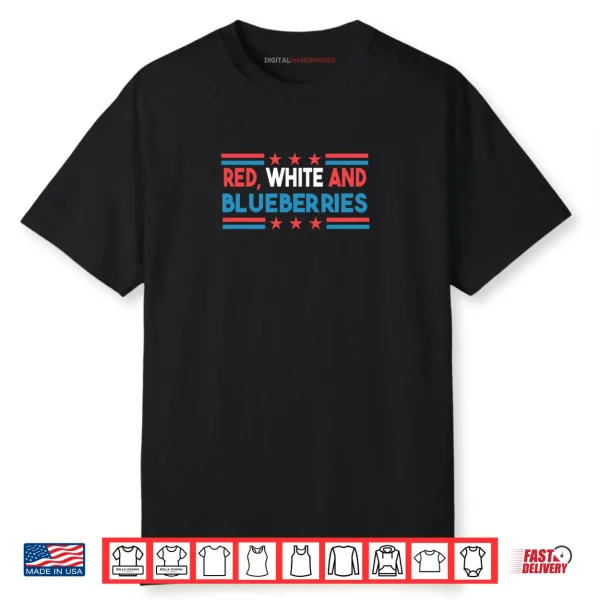 Red White and Blueberries Patriot American Flag Shirt
