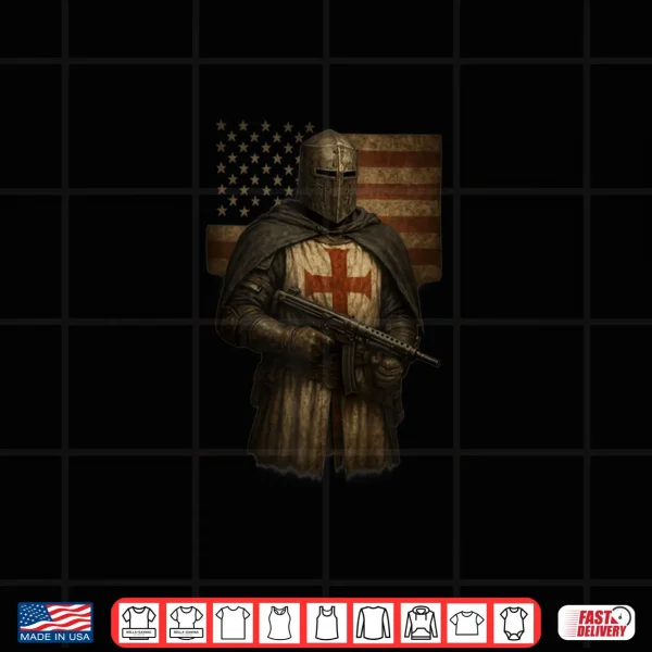 Design Crusader Templar Knight Christian American Warrior of God Shirt