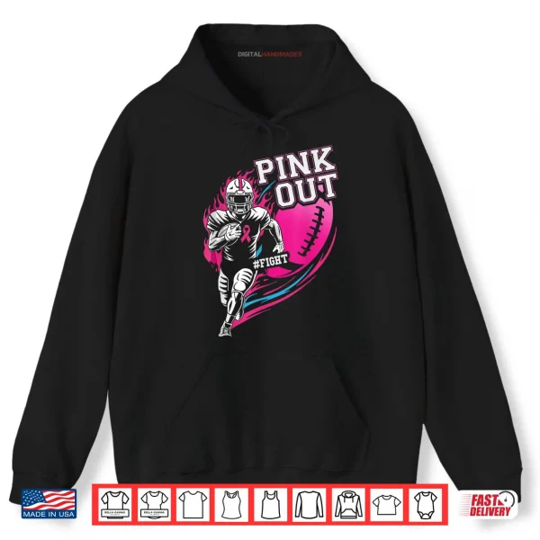 Hoodie Pink Out Football Breast Cancer Awareness Shirt
