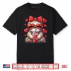 Sloth holding heart drinking Coffee sloth valentines Day Bow Shirt