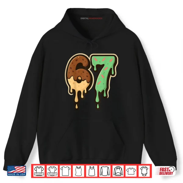 Hoodie Melting 67 Dessert Style Ice Cream Drip Number Art Shirt