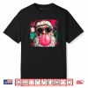 Vintage Preppy Watercolor Santa Bubble Gum Pink Sunglasses Shirt