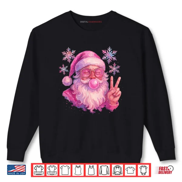 Sweatshirt Pink Gum Bubble Blowing Santa Shirt