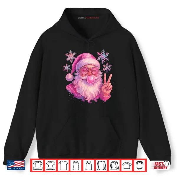 Hoodie Pink Gum Bubble Blowing Santa Shirt