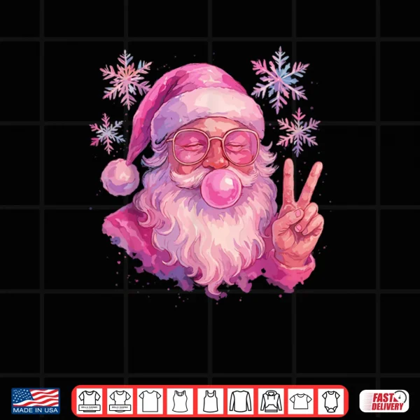 Design Pink Gum Bubble Blowing Santa Shirt