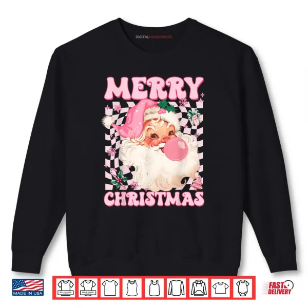 Sweatshirt Santa Claus Pink Sunglasses Blowing Bubble Gum Christmas Shirt