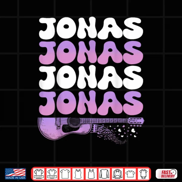 Design Retro Jonas First Name I Love Jonas 80s Groovy Shirt
