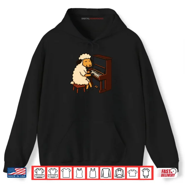 Hoodie Cute Sheep Playing Piano Musician Music Shirt