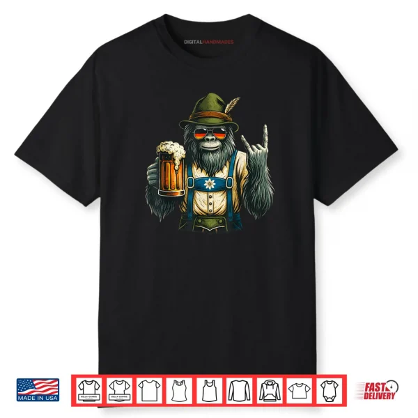 German Bigfoot Sasquatch Beer Lederhose Funny Oktoberfest Shirt