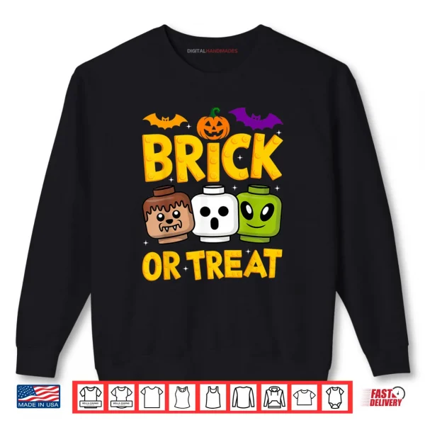 Sweatshirt Brick or Treat Halloween Builder Blocks Building Shirt
