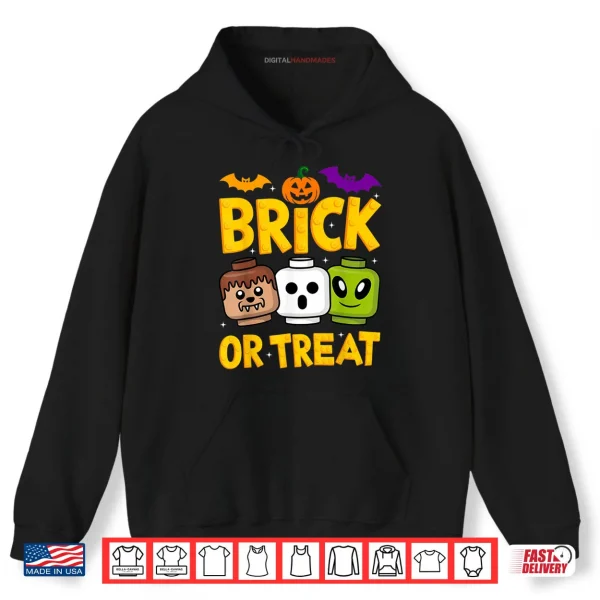 Hoodie Brick or Treat Halloween Builder Blocks Building Shirt