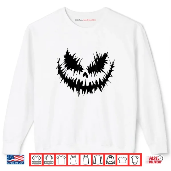 Sweatshirt Jack O Lantern Scary Carved Pumpkin Face Halloween Shirt