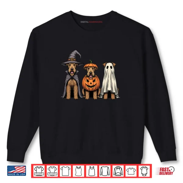 Sweatshirt Spooky Ghost Airedale Terrier Pumpkin Halloween Dog Lover Shirt
