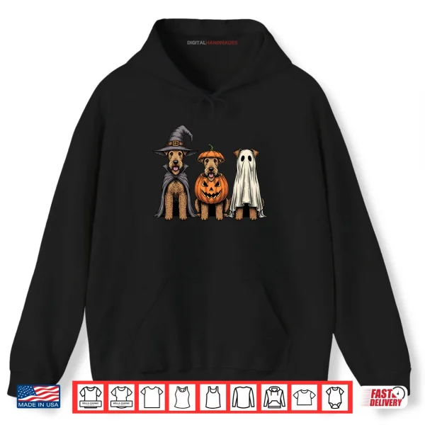 Hoodie Spooky Ghost Airedale Terrier Pumpkin Halloween Dog Lover Shirt