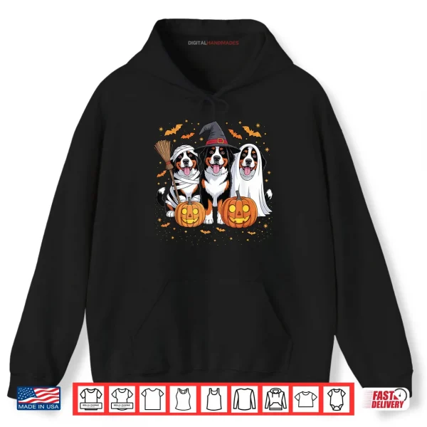 Hoodie Three Bernese Mountain Pumpkin Halloween Dog Lover Shirt