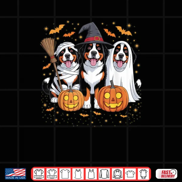Design Three Bernese Mountain Pumpkin Halloween Dog Lover Shirt