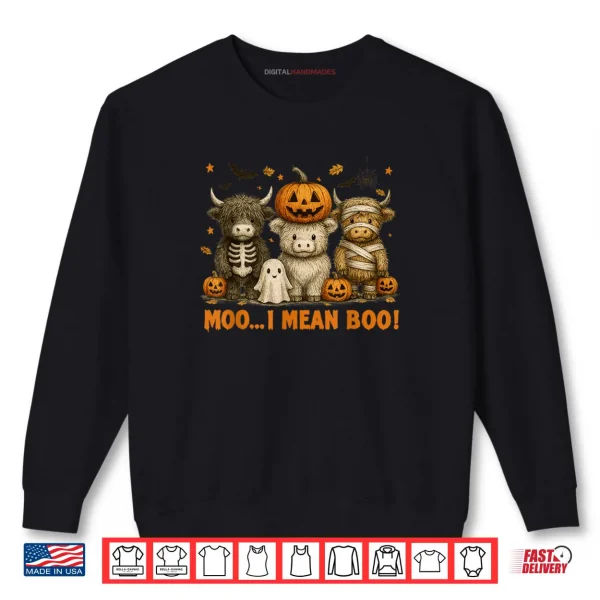 Sweatshirt Ghost Cow Moo I Mean Boo Halloween Outfit Funny Cow Lover Shirt 1 1
