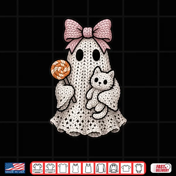 Design Ghost Coquette Knitting Crafting Yarn Crocheting Halloween Shirt