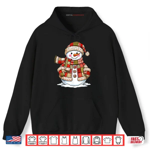 Hoodie Cute Patchwork Snowman Merry Christmas Xmas Holiday Pajamas Shirt