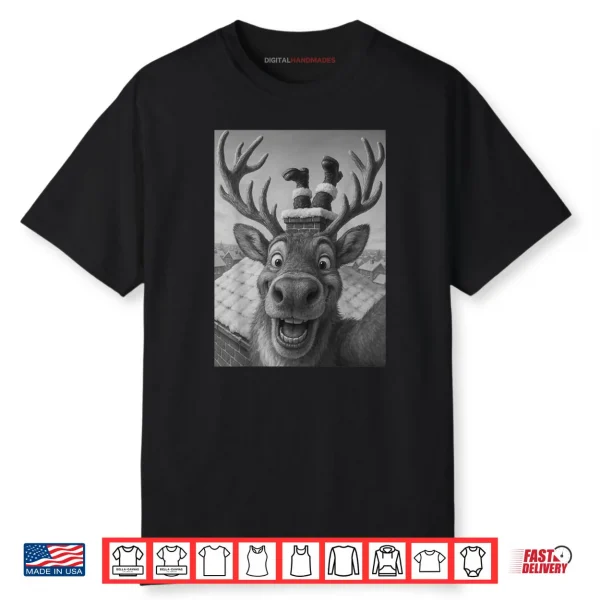 Reindeer Selfie Santa Boys Girls Christmas Shirt