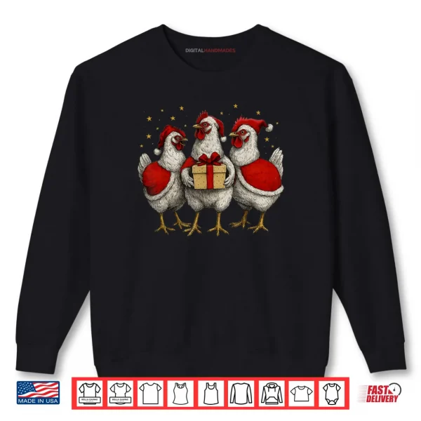 Sweatshirt Chicken Santa Xmas Tree Farm Merry Christmas Shirt