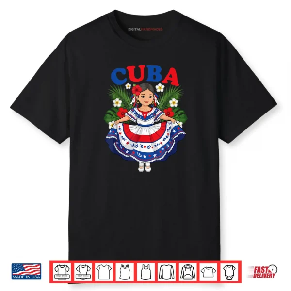 Cuba Cuban Girl Traditional Dress Tropical Flowers Shirt