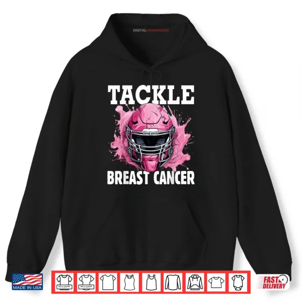 Hoodie Tackle Football Breast Cancer Awareness Pink Ribbon Shirt