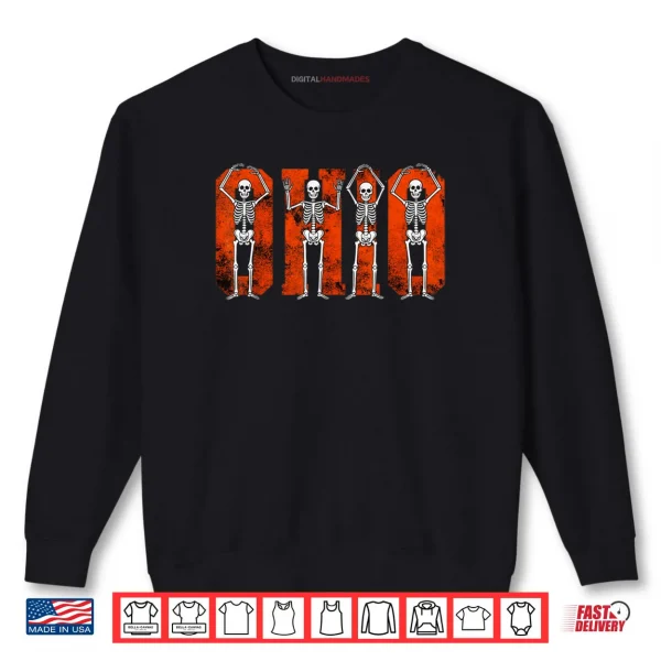 Sweatshirt O H I O State Funny Skeletons Ohio Halloween Team Shirt 1 1