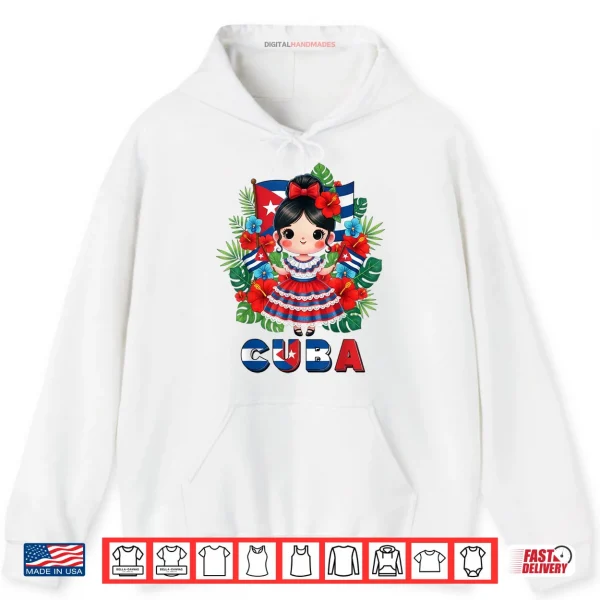 Hoodie Cute Cuba Cuban Girl Traditional Dress Tropical Flowers Shirt
