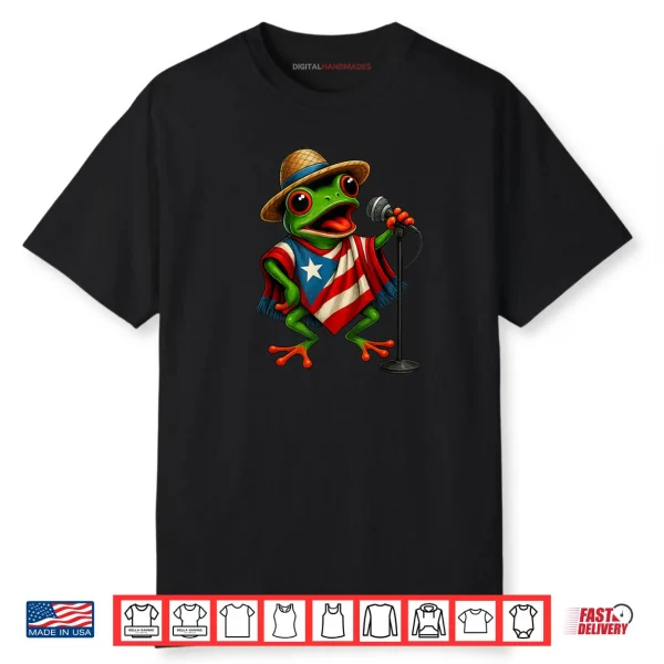 Rican Sapo Concho Coqui Frog Funny Puerto Rico Flag Hispanic Shirt
