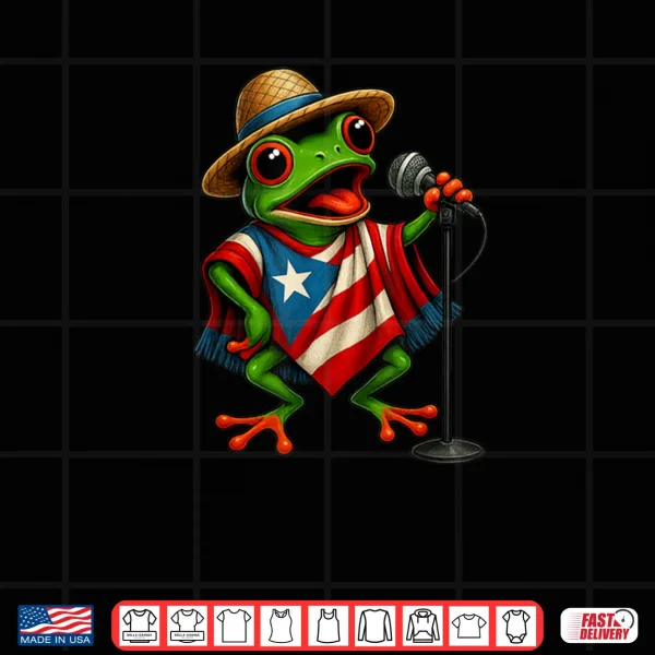 Design Rican Sapo Concho Coqui Frog Funny Puerto Rico Flag Hispanic Shirt