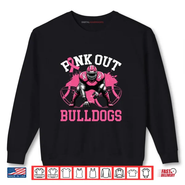 Sweatshirt Bulldog Pink Out Football Tackle Breast Cancer Awareness Shirt
