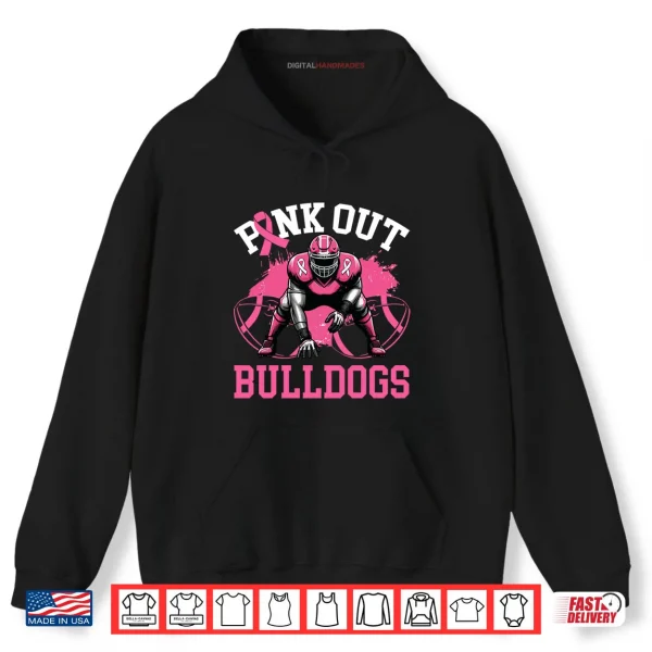 Hoodie Bulldog Pink Out Football Tackle Breast Cancer Awareness Shirt