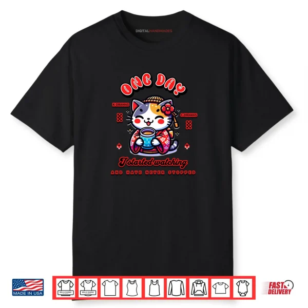 Cat Watching K Dramas and C Dramas Cute Shirt