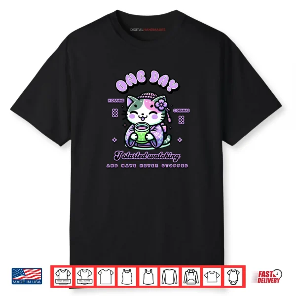 Cute Cat Watching K Dramas and C Dramas Shirt
