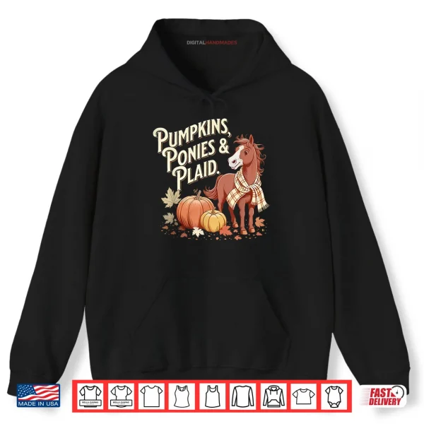Hoodie Pumpkins Ponies Plaid Shirt